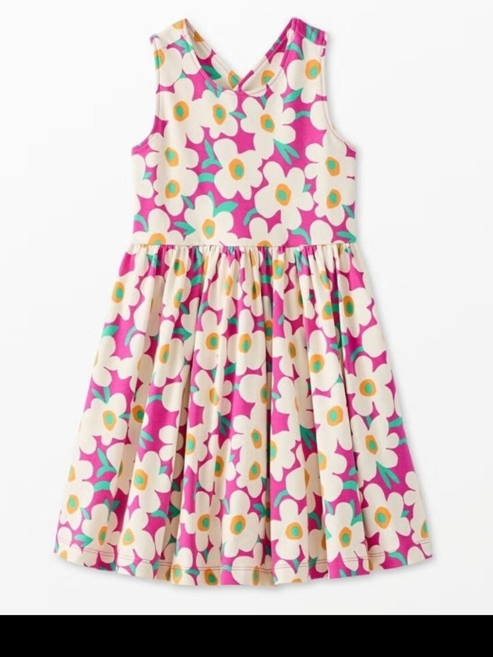 Hanna Andersson Pink Floral Sleeveless Cotton Dress